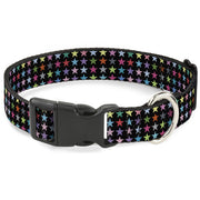 Plastic Clip Collar - Mini Stars Black/Multi Color Plastic Clip Collars Buckle-Down