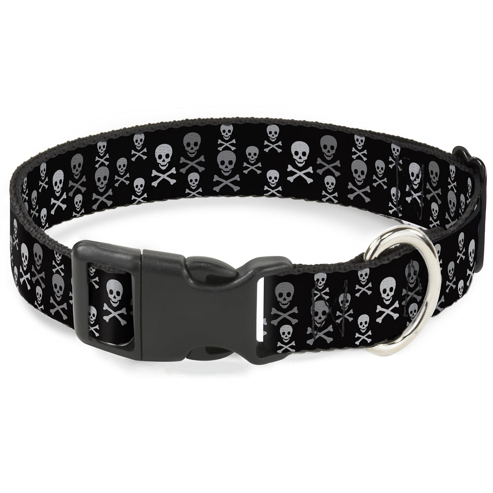 Plastic Clip Collar - Multi Skull Black/Gray Plastic Clip Collars Buckle-Down