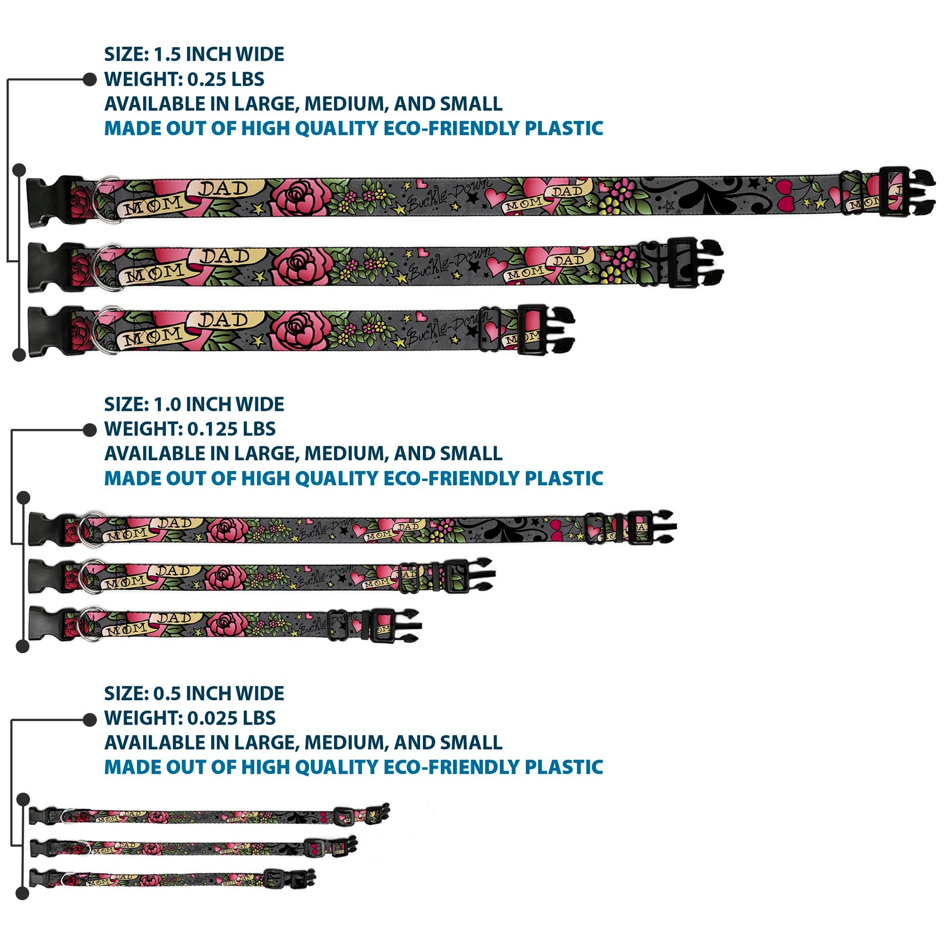 Plastic Clip Collar - Mom & Dad Gray Plastic Clip Collars Buckle-Down