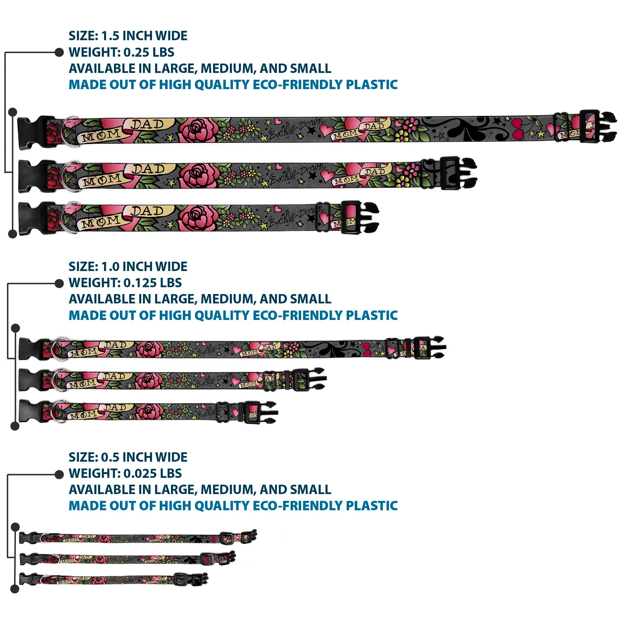 Plastic Clip Collar - Mom & Dad Gray Plastic Clip Collars Buckle-Down