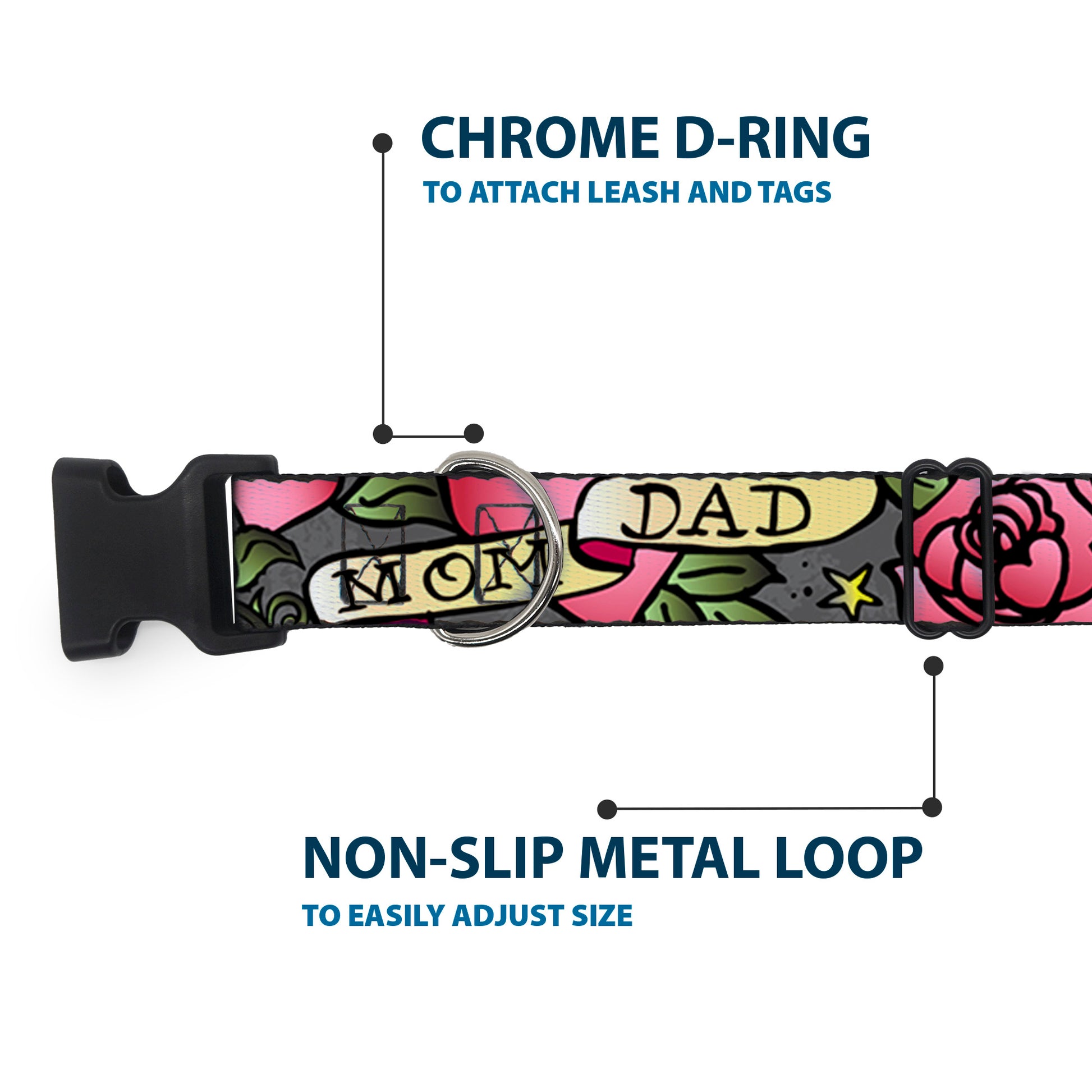 Plastic Clip Collar - Mom & Dad Gray Plastic Clip Collars Buckle-Down