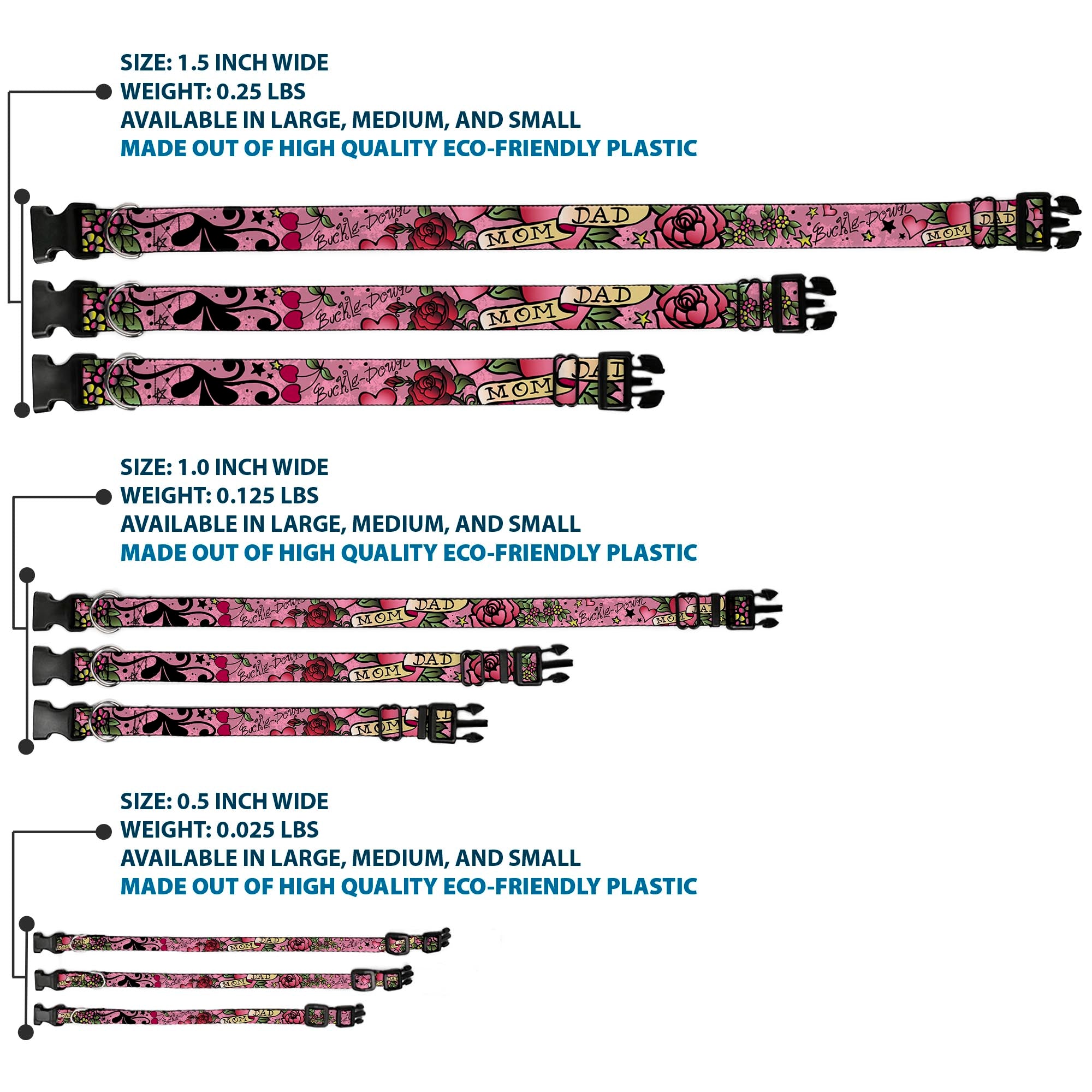 Plastic Clip Collar - Mom & Dad Pink Plastic Clip Collars Buckle-Down