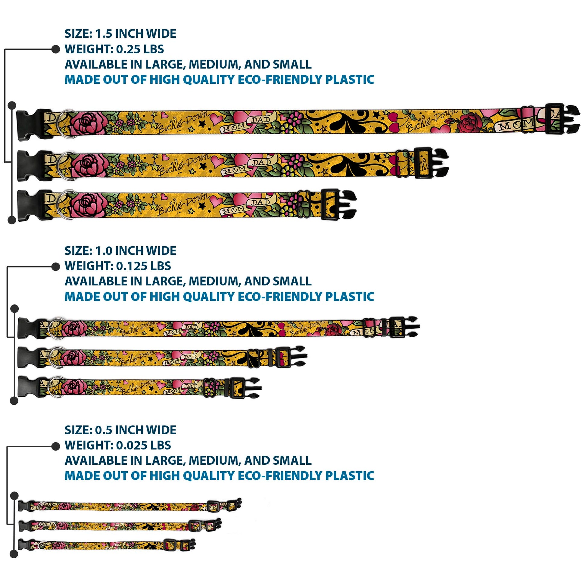 Plastic Clip Collar - Mom & Dad Yellow Plastic Clip Collars Buckle-Down