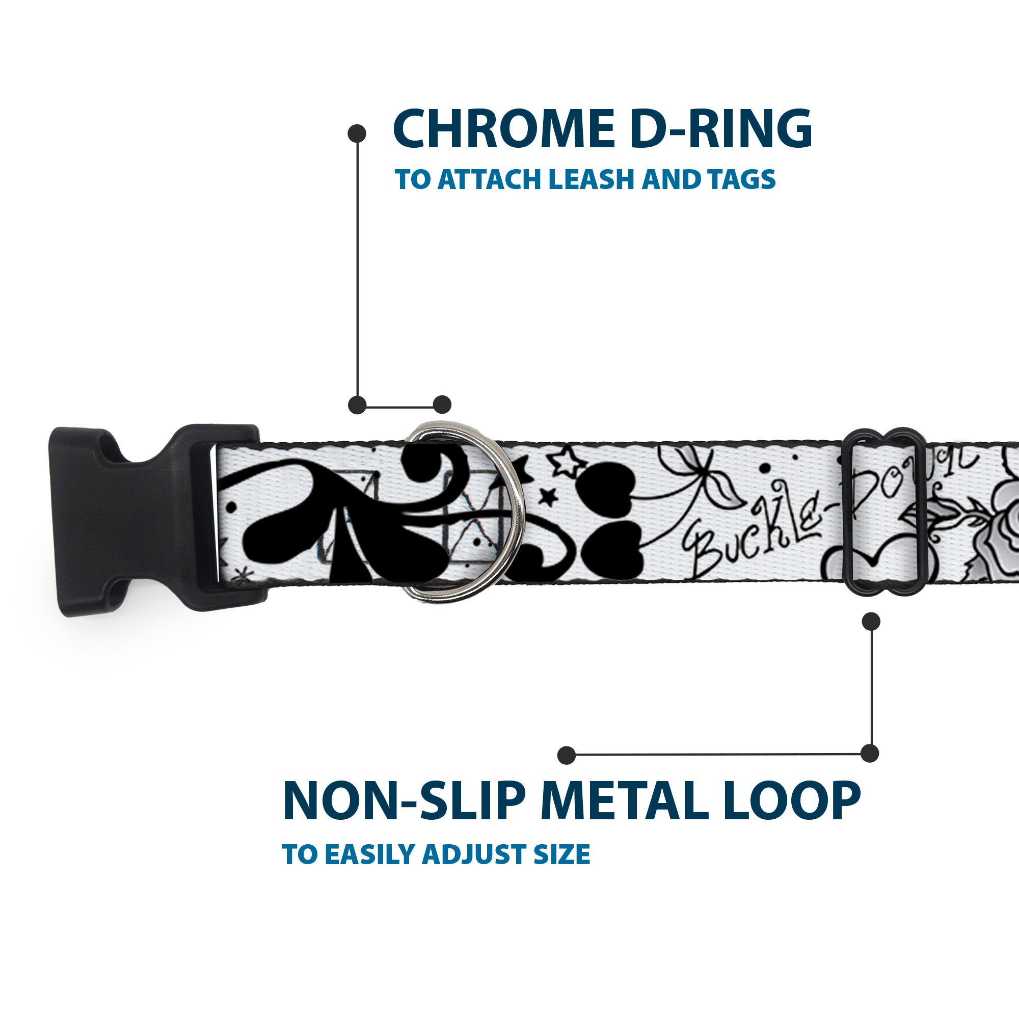 Plastic Clip Collar - Mom & Dad Black/White Plastic Clip Collars Buckle-Down