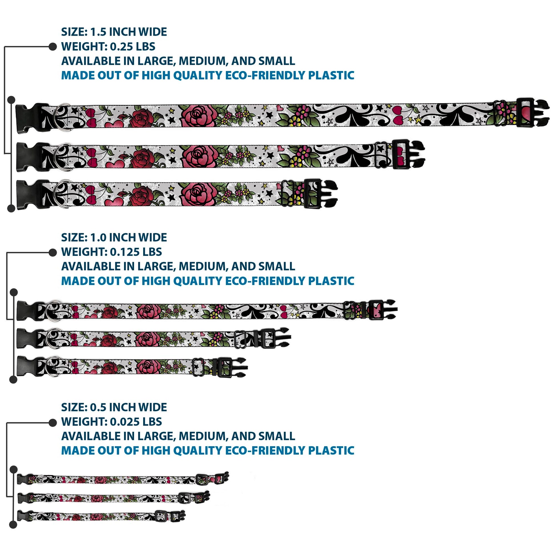 Plastic Clip Collar - Mom & Dad CLOSE-UP White Plastic Clip Collars Buckle-Down