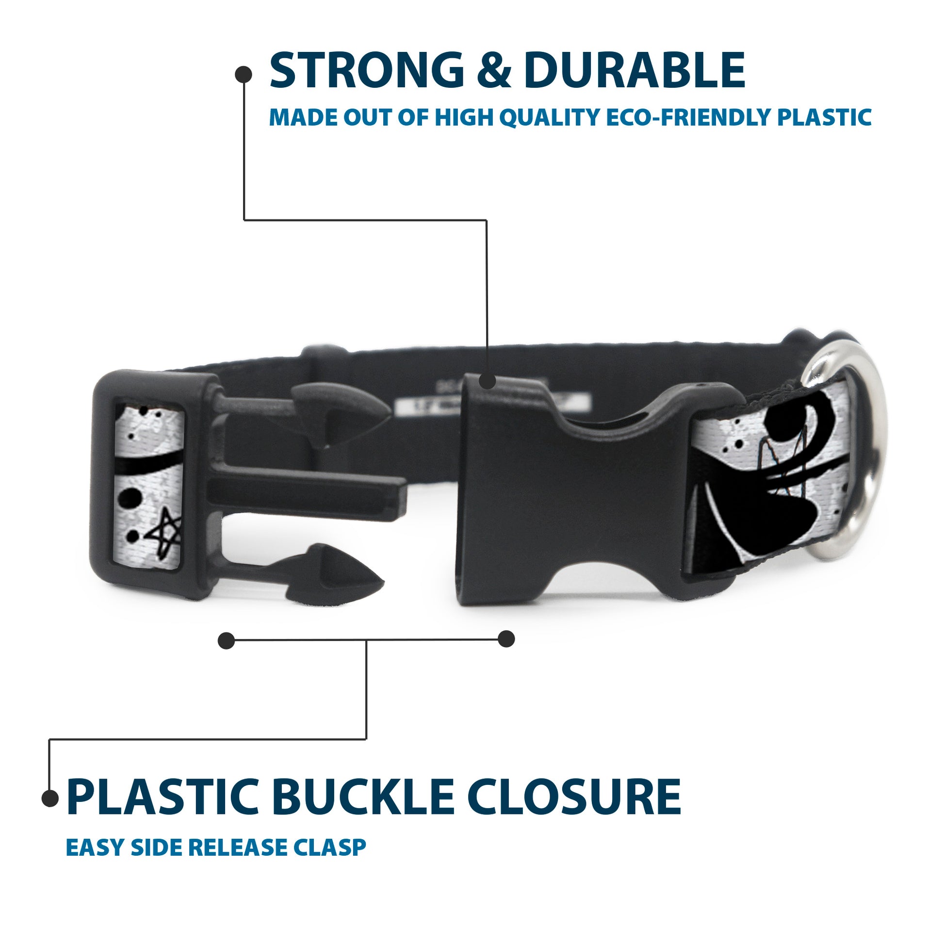 Plastic Clip Collar - Mom & Dad CLOSE-UP White Plastic Clip Collars Buckle-Down