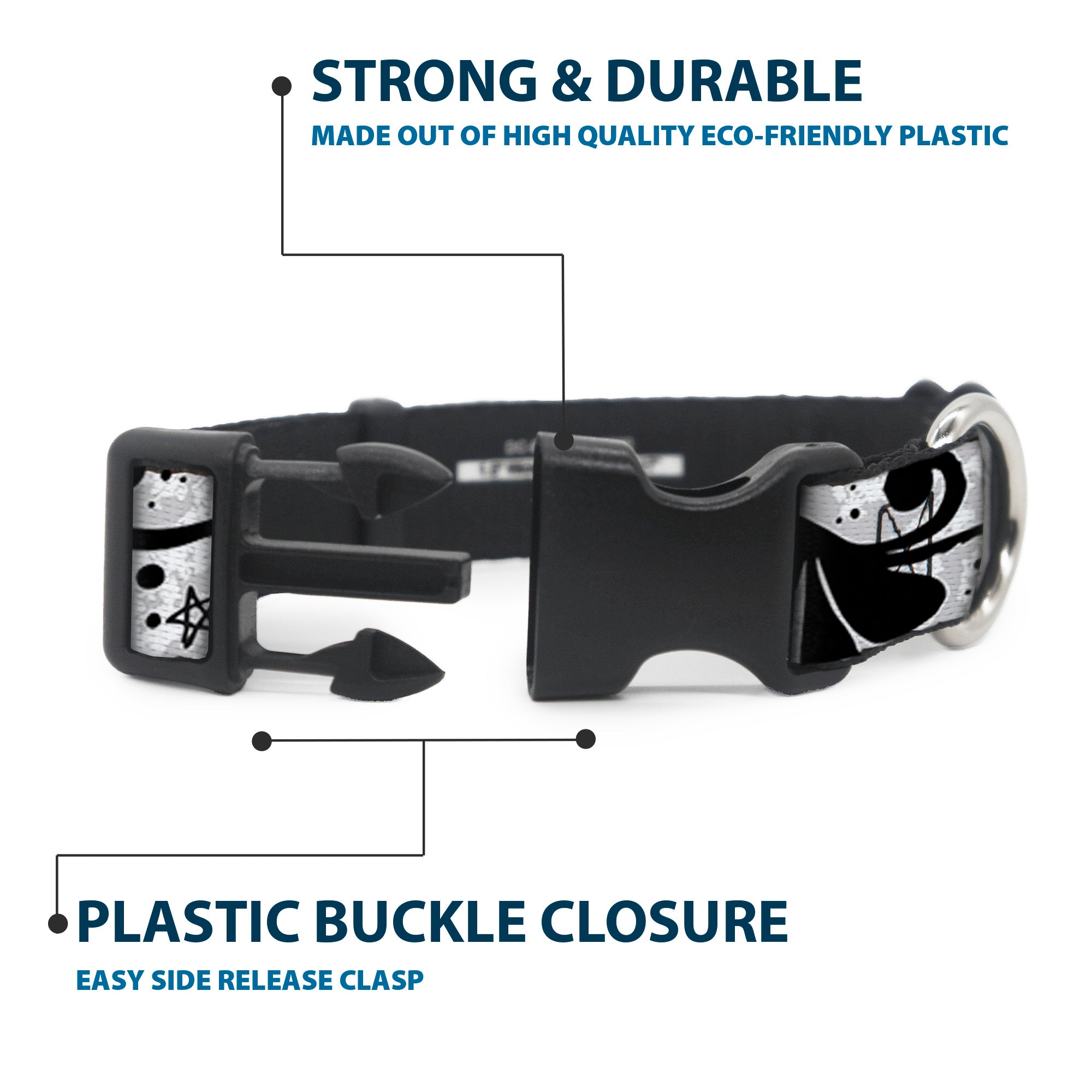 Plastic Clip Collar - Mom & Dad CLOSE-UP White Plastic Clip Collars Buckle-Down