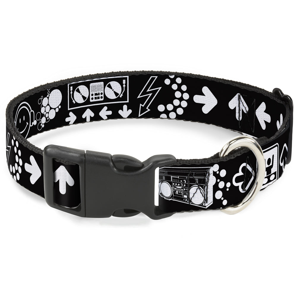 Plastic Clip Collar - Music Happy Face Plastic Clip Collars Buckle-Down