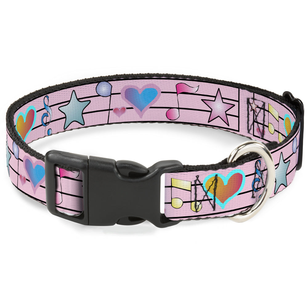 Plastic Clip Collar - Music Notes Pink Plastic Clip Collars Buckle-Down