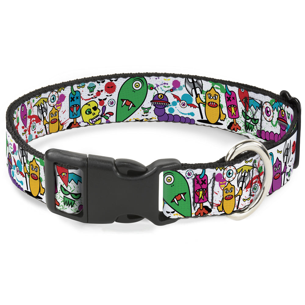 Plastic Clip Collar - Monsters White Plastic Clip Collars Buckle-Down