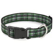 Plastic Clip Collar - Mini Houndstooth Green/Black/Gray Plastic Clip Collars Buckle-Down