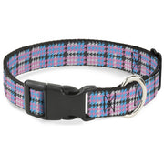 Plastic Clip Collar - Mini Houndstooth Gray/Baby Blue/Pink Plastic Clip Collars Buckle-Down