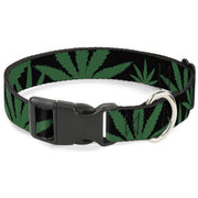 Buckle-Down Plastic Buckle Dog Collar - Marijuana Leaf Close-Up Plastic Clip Collars Buckle-Down