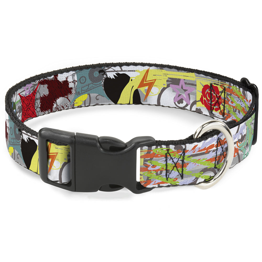 Plastic Clip Collar - Music Skulls Multi Color Plastic Clip Collars Buckle-Down