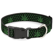 Buckle-Down Plastic Buckle Dog Collar - Marijuana Garden Black/Green Plastic Clip Collars Buckle-Down