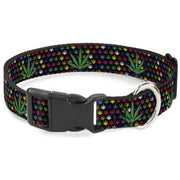 Buckle-Down Plastic Buckle Dog Collar - Marijuana Garden Black/Multi Color Plastic Clip Collars Buckle-Down