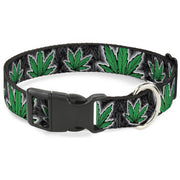 Buckle-Down Plastic Buckle Dog Collar - Marijuana Haze Black Plastic Clip Collars Buckle-Down
