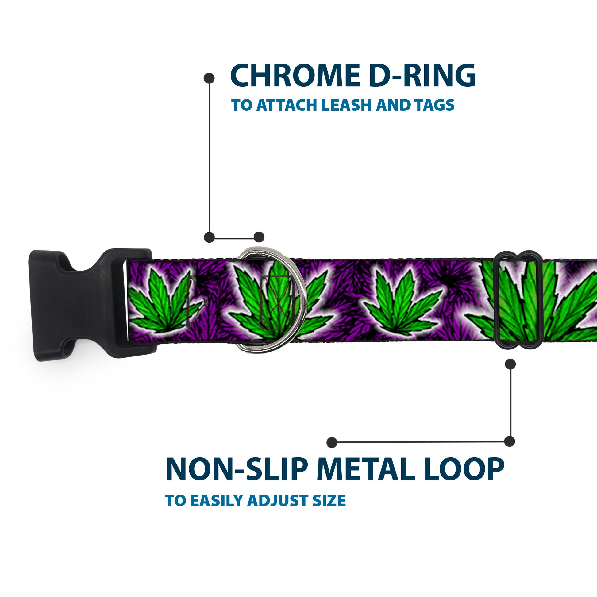 Buckle-Down Plastic Buckle Dog Collar - Marijuana Haze Purple Plastic Clip Collars Buckle-Down