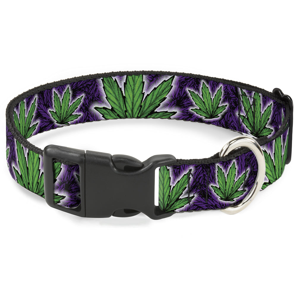 Buckle-Down Plastic Buckle Dog Collar - Marijuana Haze Purple Plastic Clip Collars Buckle-Down