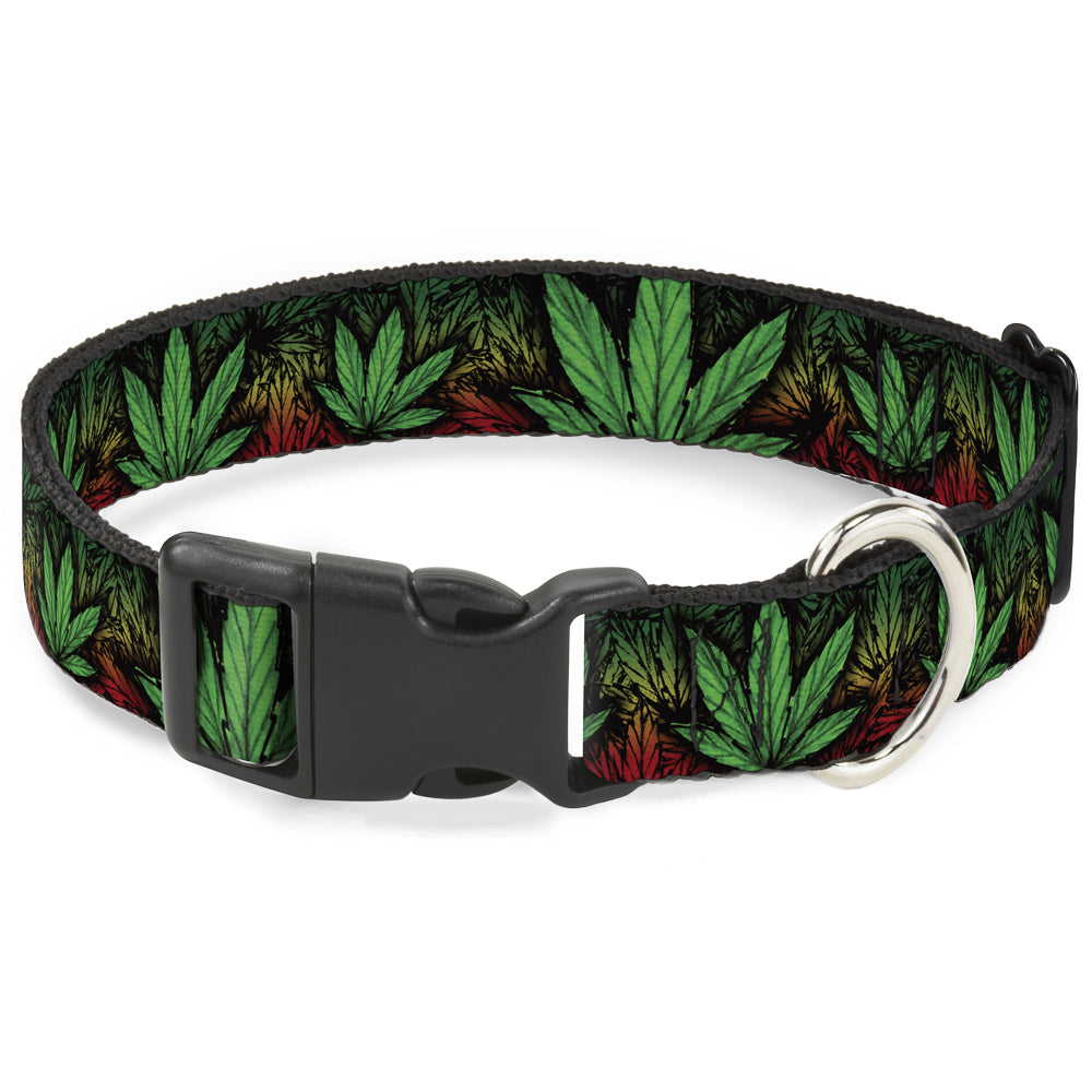Buckle-Down Plastic Buckle Dog Collar - Marijuana Haze Rasta/Black Plastic Clip Collars Buckle-Down