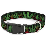Buckle-Down Plastic Buckle Dog Collar - Marijuana Haze Rasta/Black Plastic Clip Collars Buckle-Down