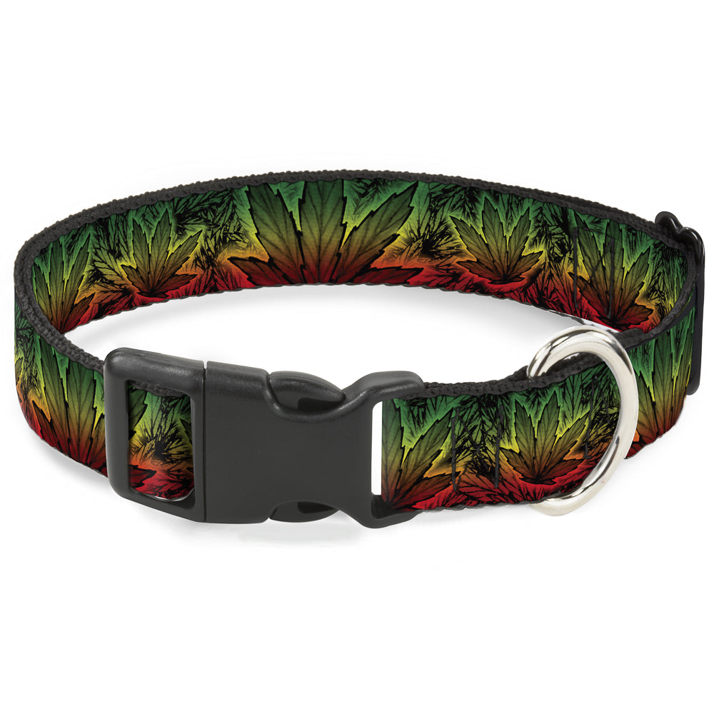 Buckle-Down Plastic Buckle Dog Collar - Marijuana Haze Rasta/Rasta Plastic Clip Collars Buckle-Down