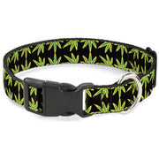 Buckle-Down Plastic Buckle Dog Collar - Marijuana Reflection Black/Yellow/Green Plastic Clip Collars Buckle-Down