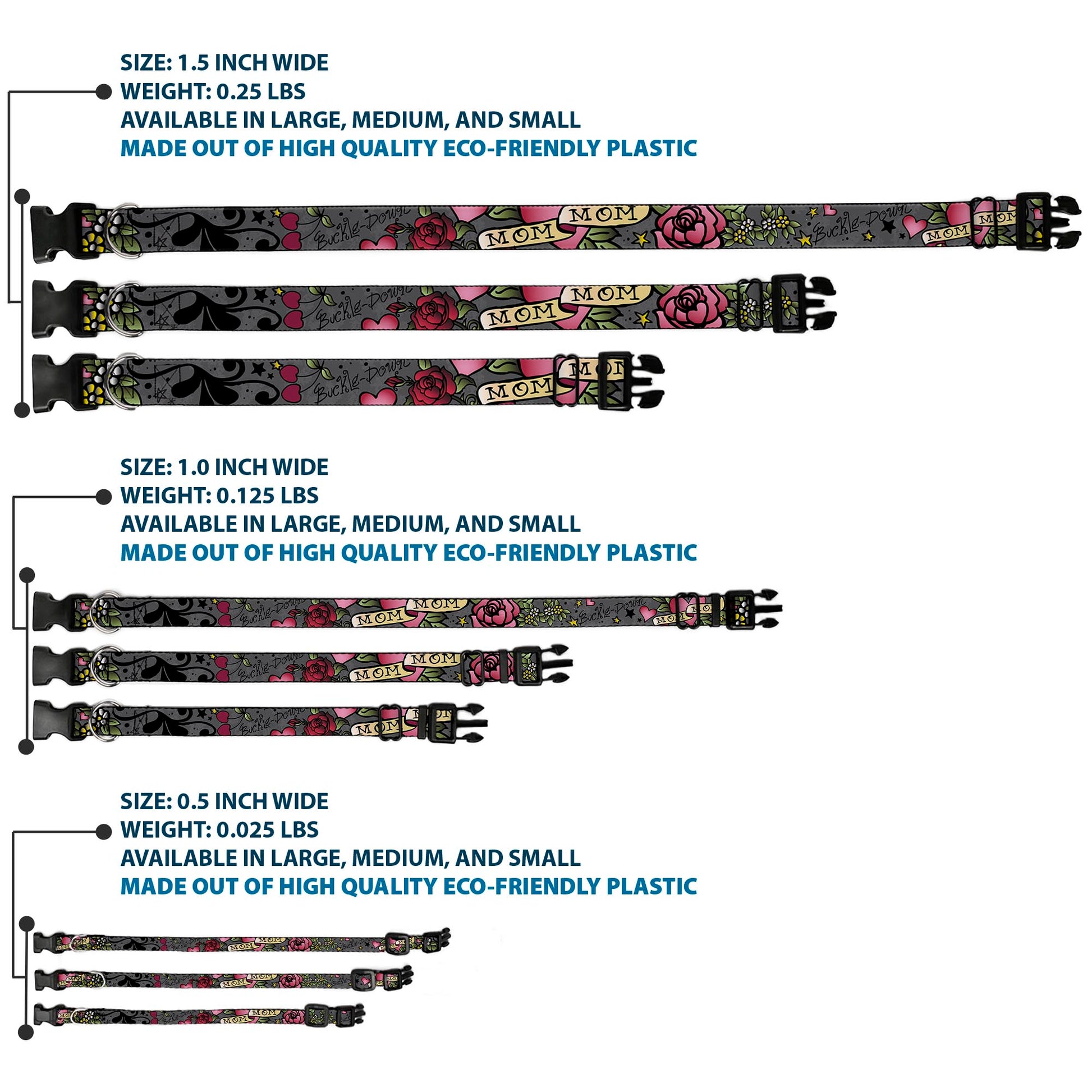 Plastic Clip Collar - Mom & Mom Gray Plastic Clip Collars Buckle-Down