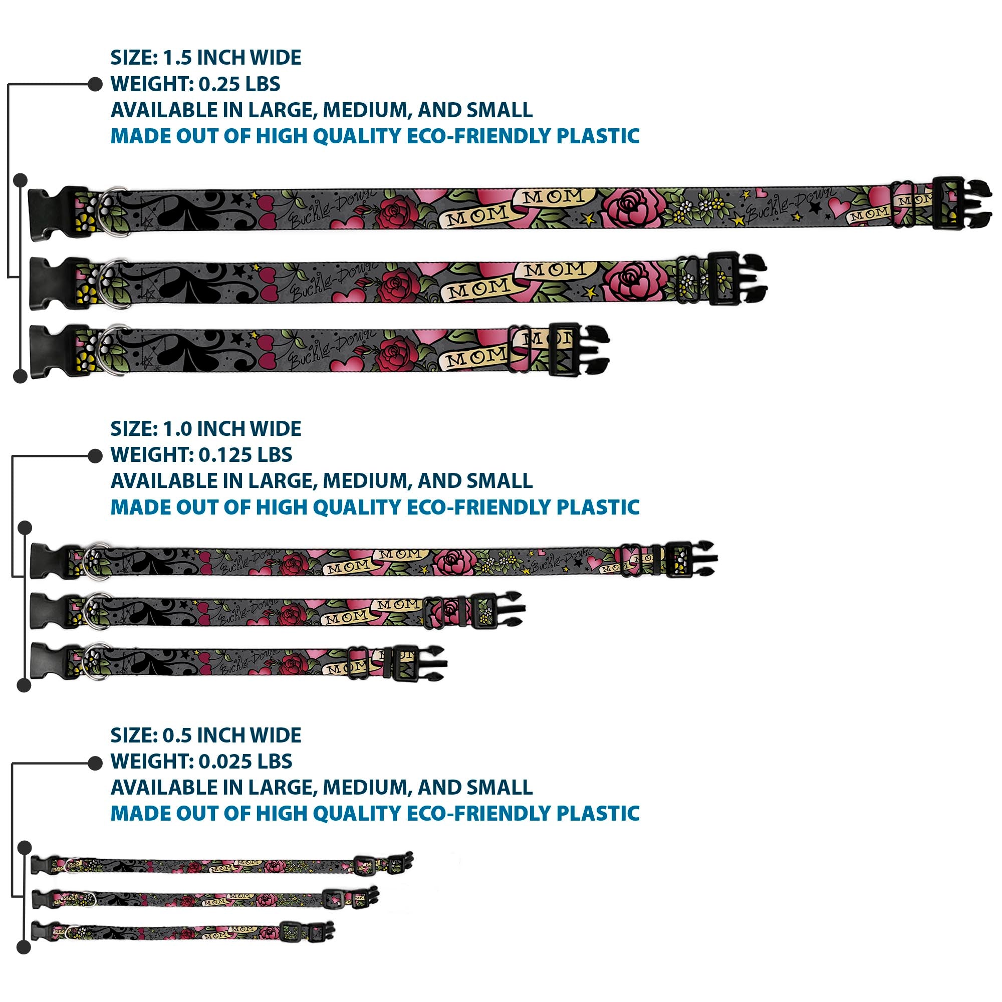 Plastic Clip Collar - Mom & Mom Gray Plastic Clip Collars Buckle-Down