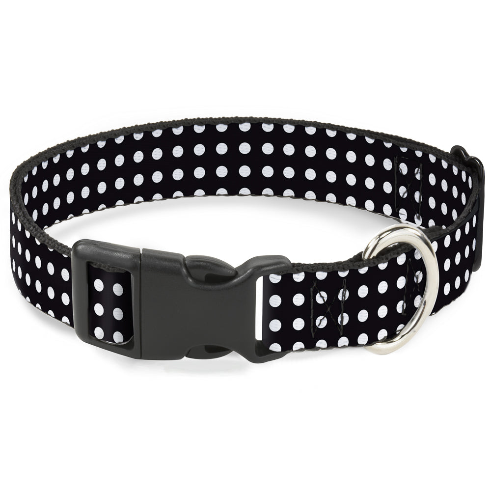 Plastic Clip Collar - Micro Polka Dots Black/White Plastic Clip Collars Buckle-Down