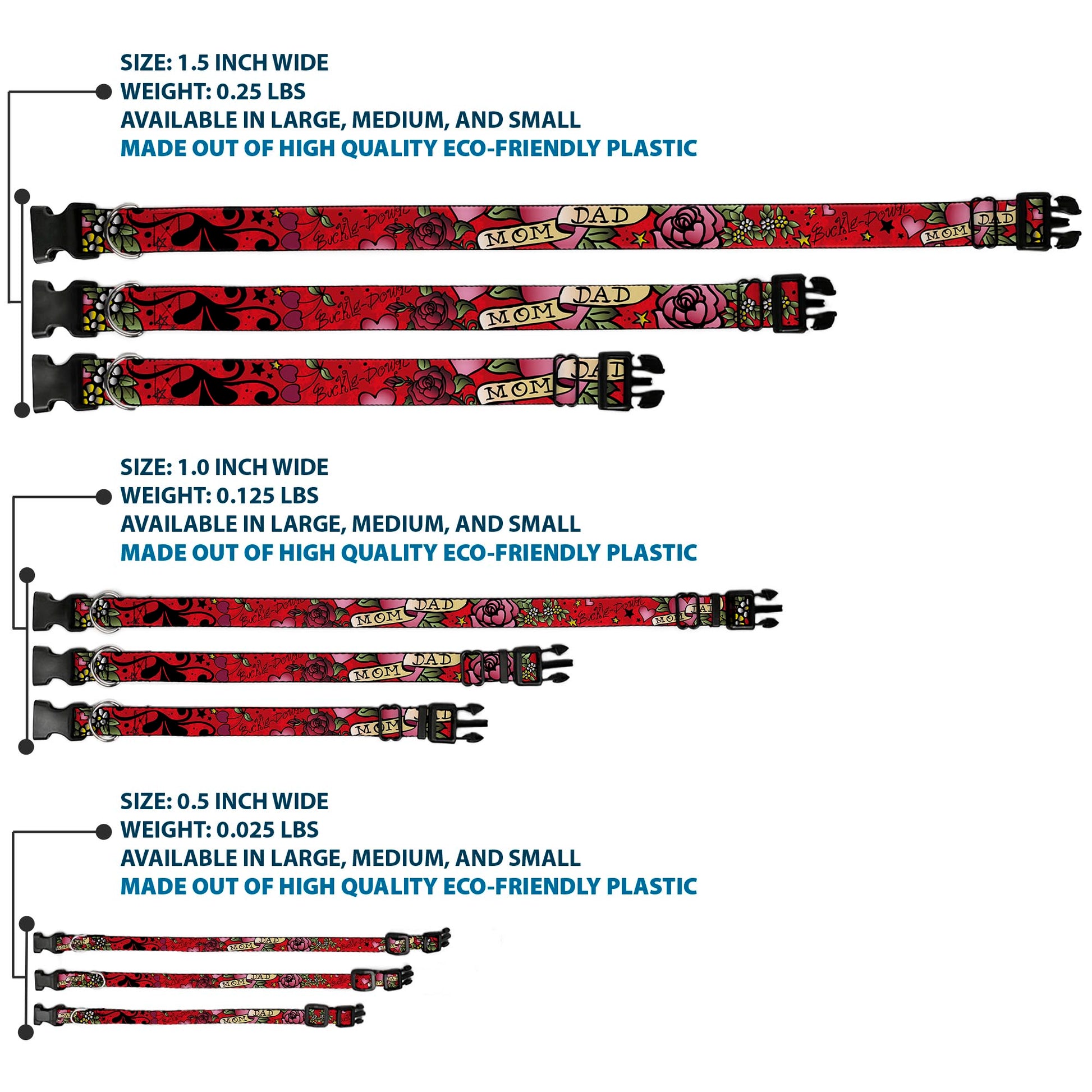 Plastic Clip Collar - Mom & Dad Red Plastic Clip Collars Buckle-Down