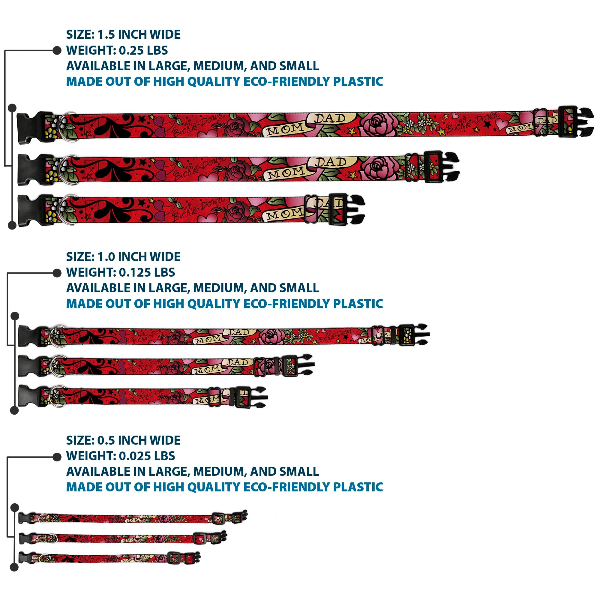 Plastic Clip Collar - Mom & Dad Red Plastic Clip Collars Buckle-Down