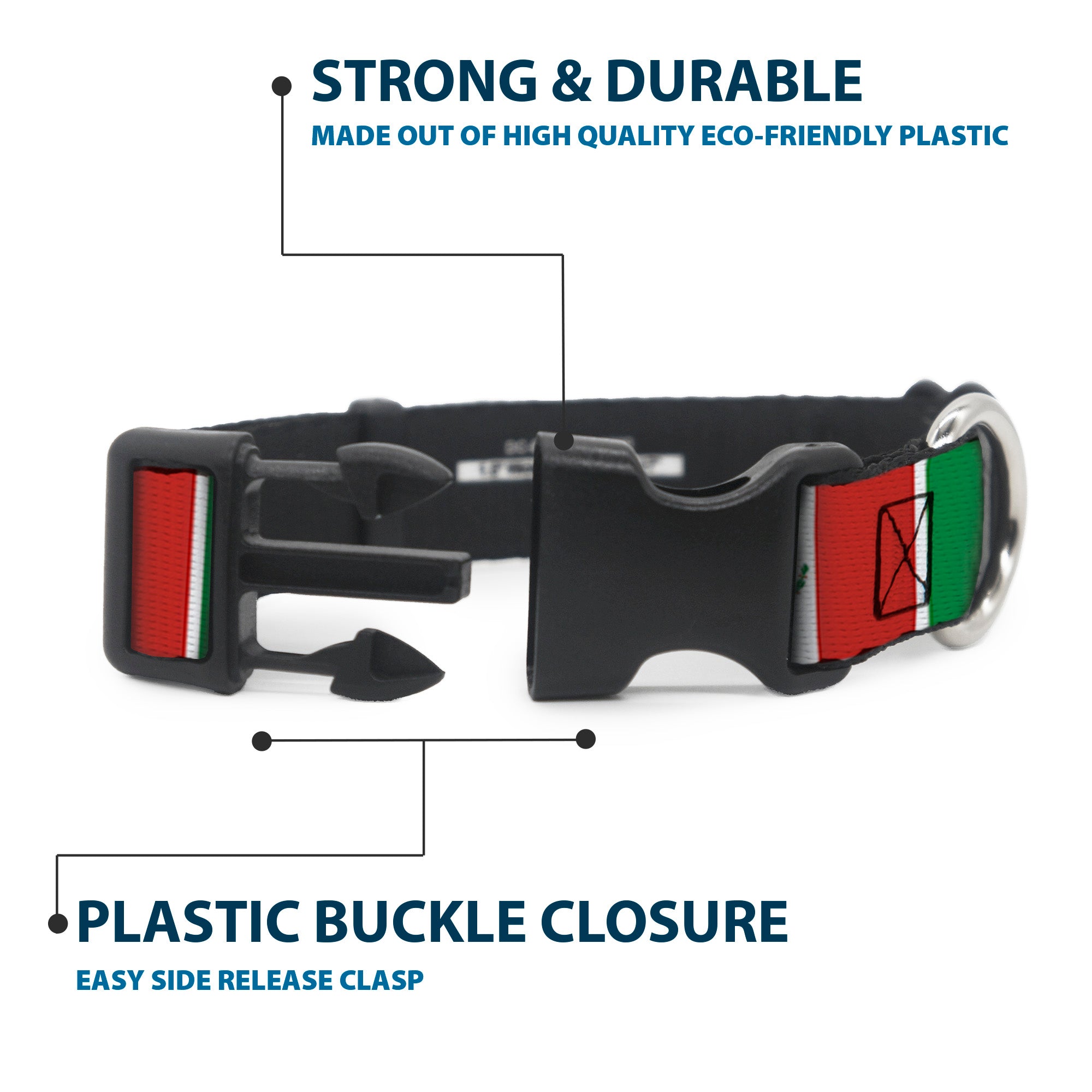 Plastic Clip Collar - Mexico Flags Plastic Clip Collars Buckle-Down