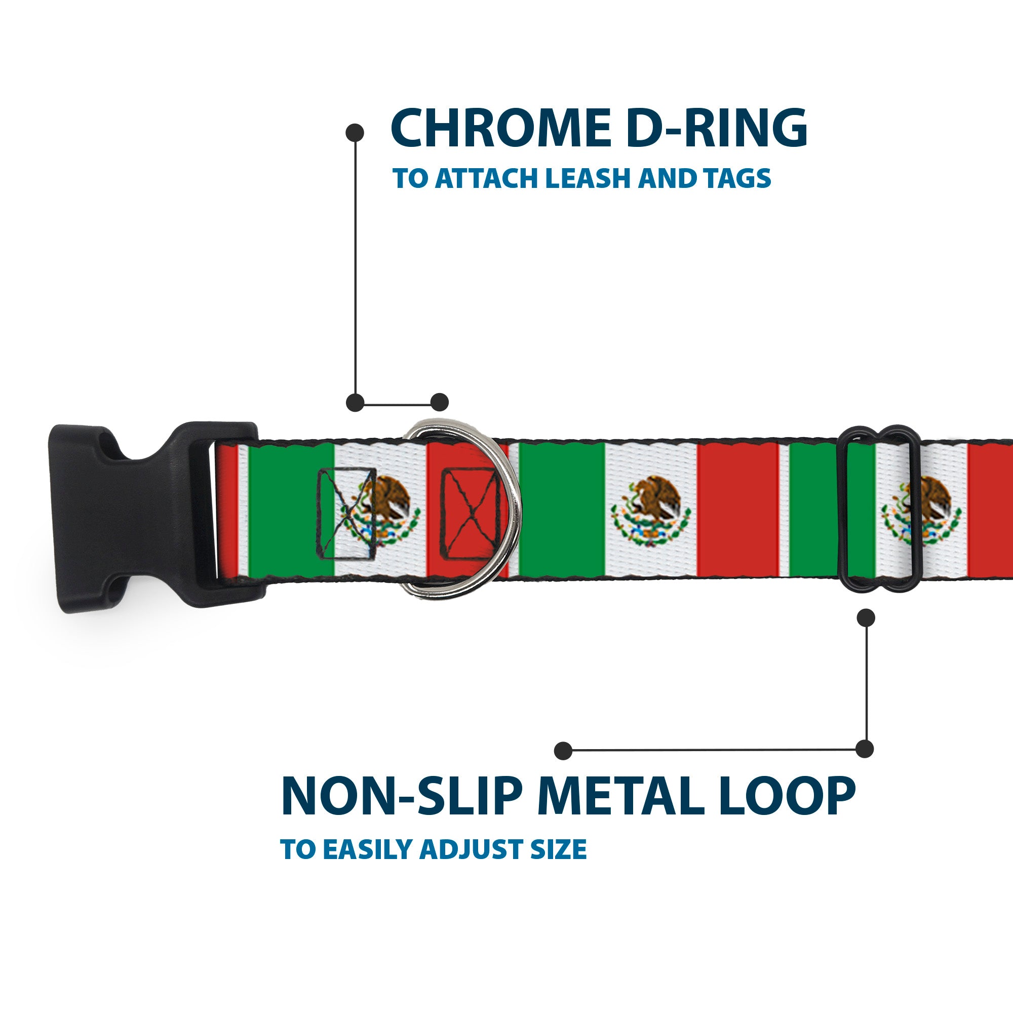 Plastic Clip Collar - Mexico Flags Plastic Clip Collars Buckle-Down