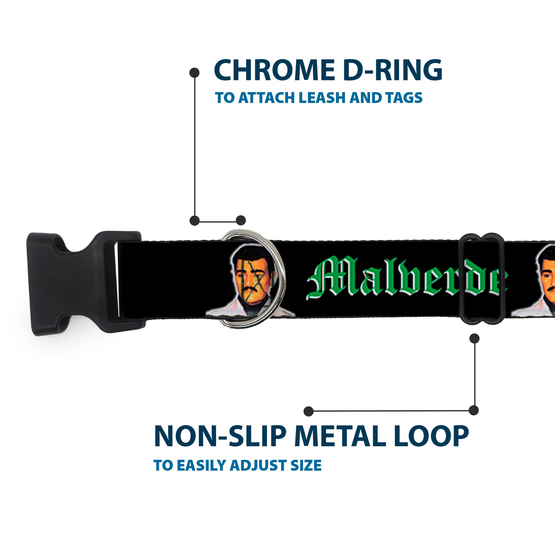 Plastic Clip Collar - Malverde Repeat Plastic Clip Collars Buckle-Down