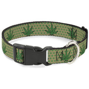 Buckle-Down Plastic Buckle Dog Collar - Marijuana Garden Tan/Green Plastic Clip Collars Buckle-Down