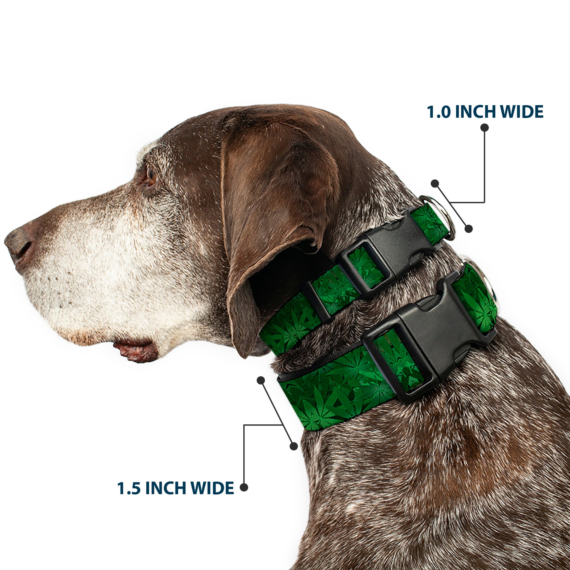 Buckle-Down Plastic Buckle Dog Collar - Marijuana Leaves Stacked Plastic Clip Collars Buckle-Down