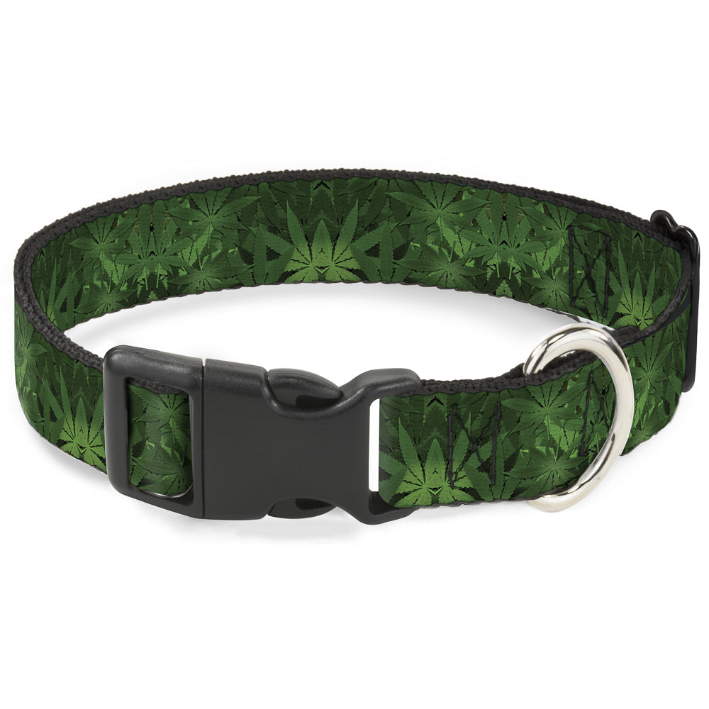 Buckle-Down Plastic Buckle Dog Collar - Marijuana Leaves Stacked Plastic Clip Collars Buckle-Down