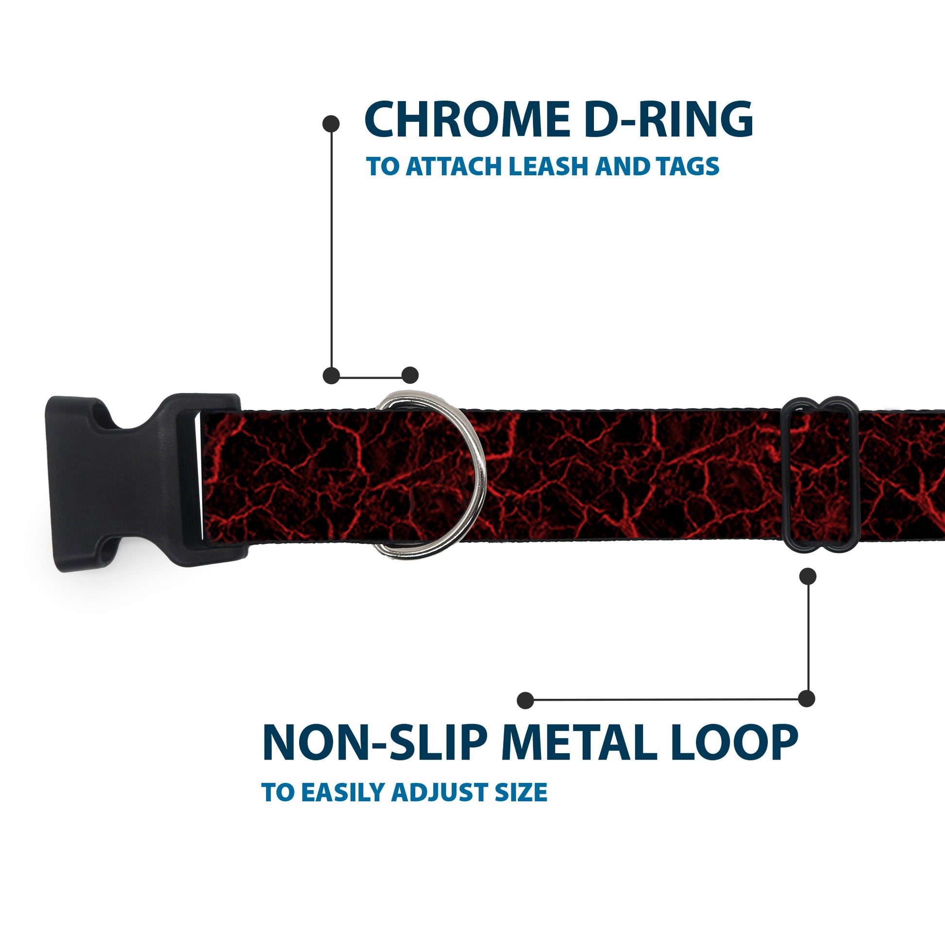 Plastic Clip Collar - Marble Black/Red Plastic Clip Collars Buckle-Down