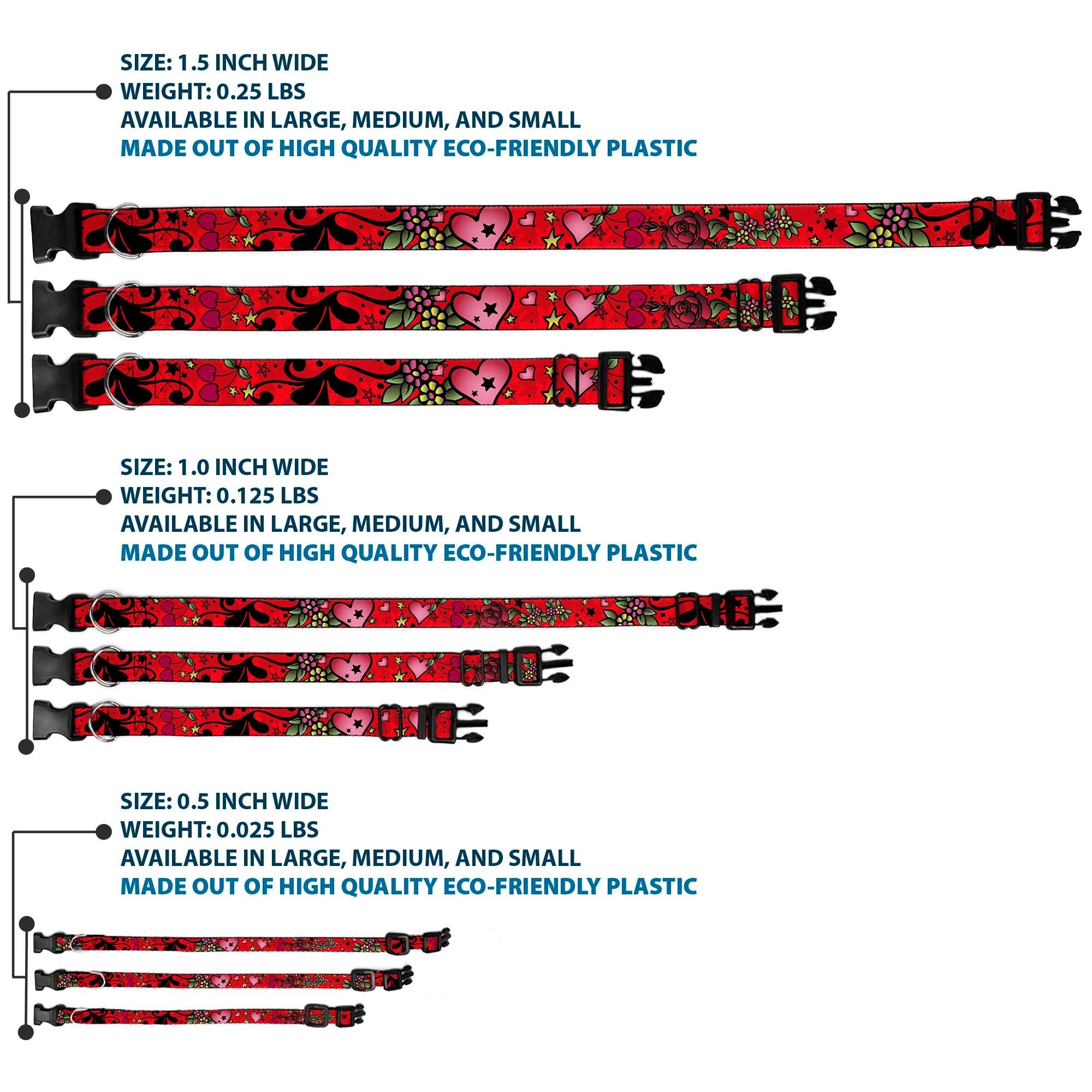 Plastic Clip Collar - Mom & Dad CLOSE-UP Red Plastic Clip Collars Buckle-Down