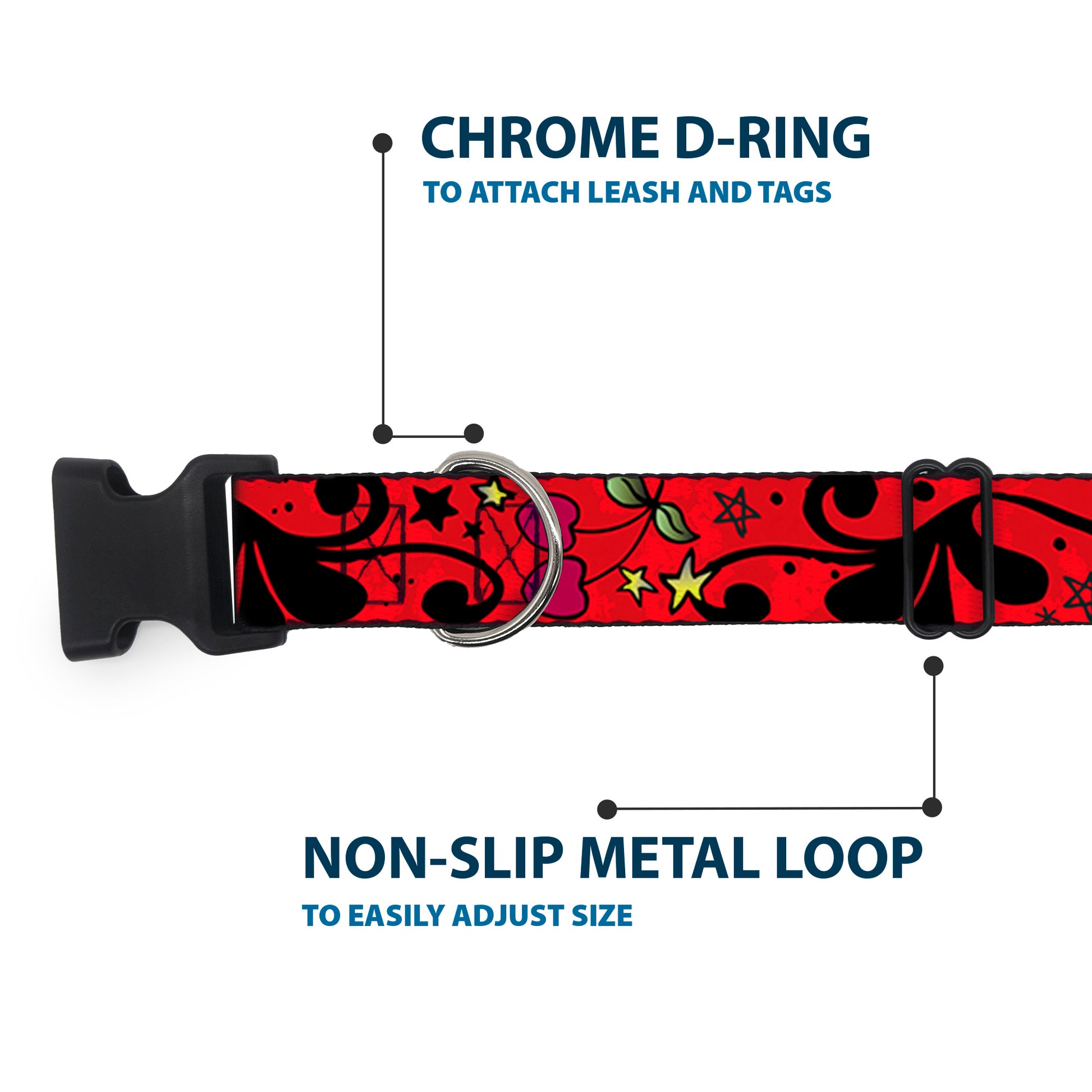 Plastic Clip Collar - Mom & Dad CLOSE-UP Red Plastic Clip Collars Buckle-Down