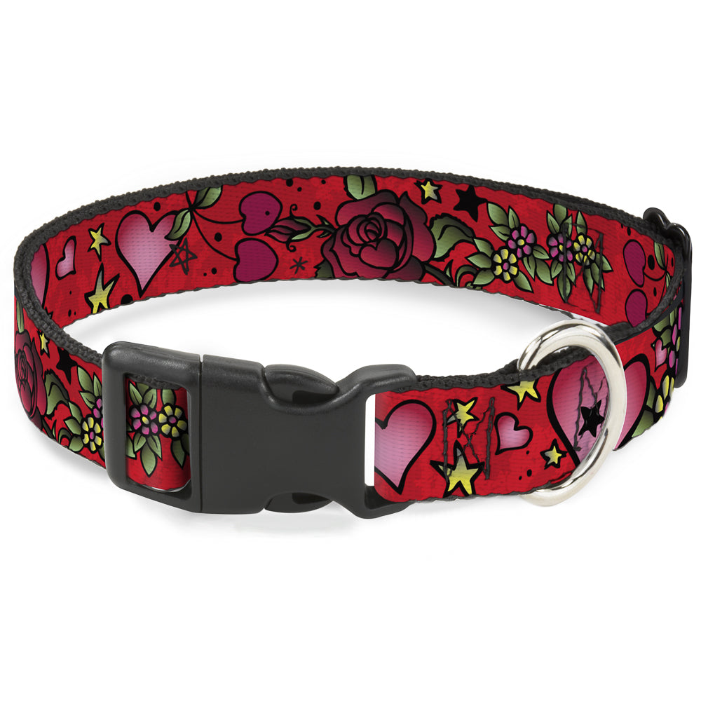 Plastic Clip Collar - Mom & Dad CLOSE-UP Red Plastic Clip Collars Buckle-Down