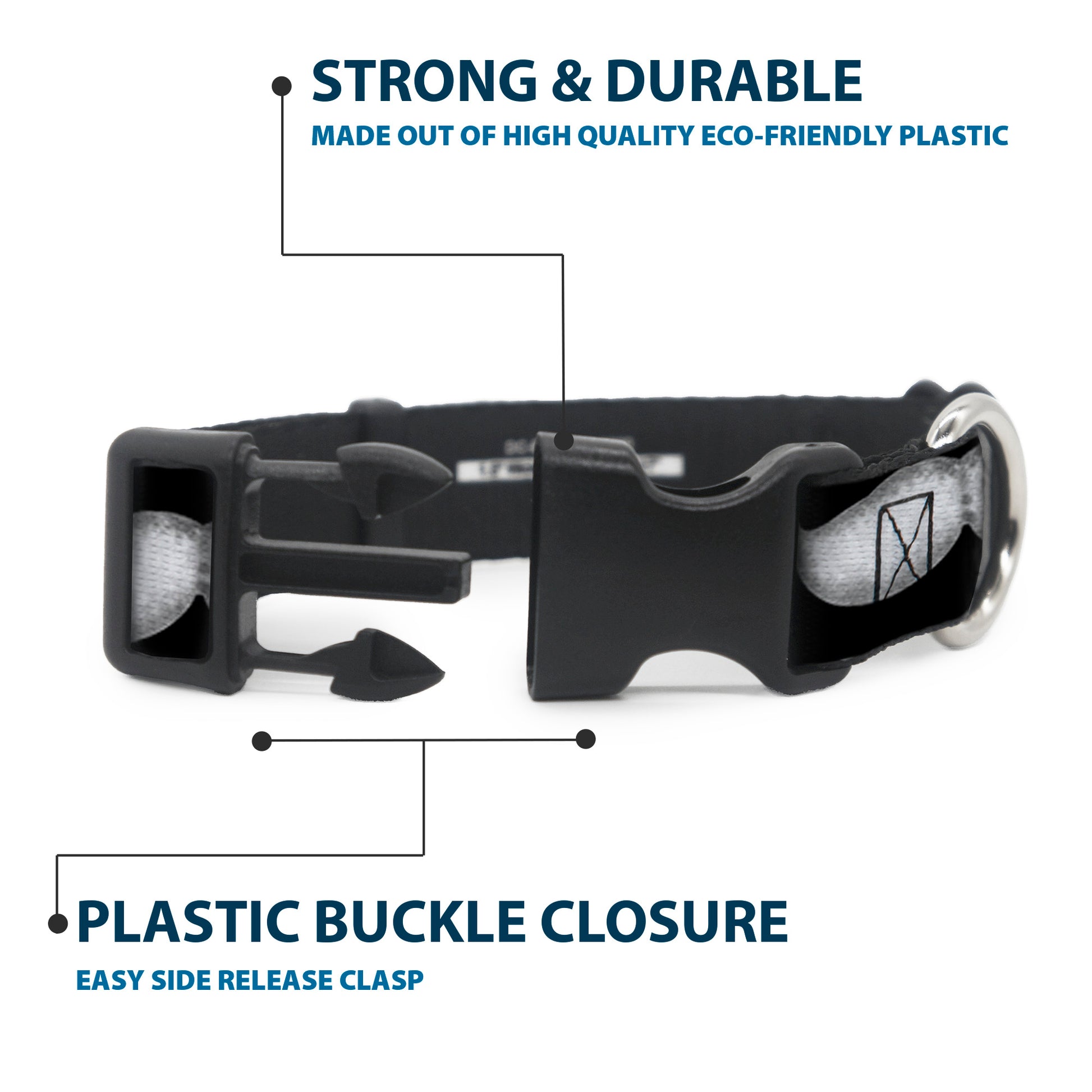 Plastic Clip Collar - Mustaches Black/Sketch Plastic Clip Collars Buckle-Down