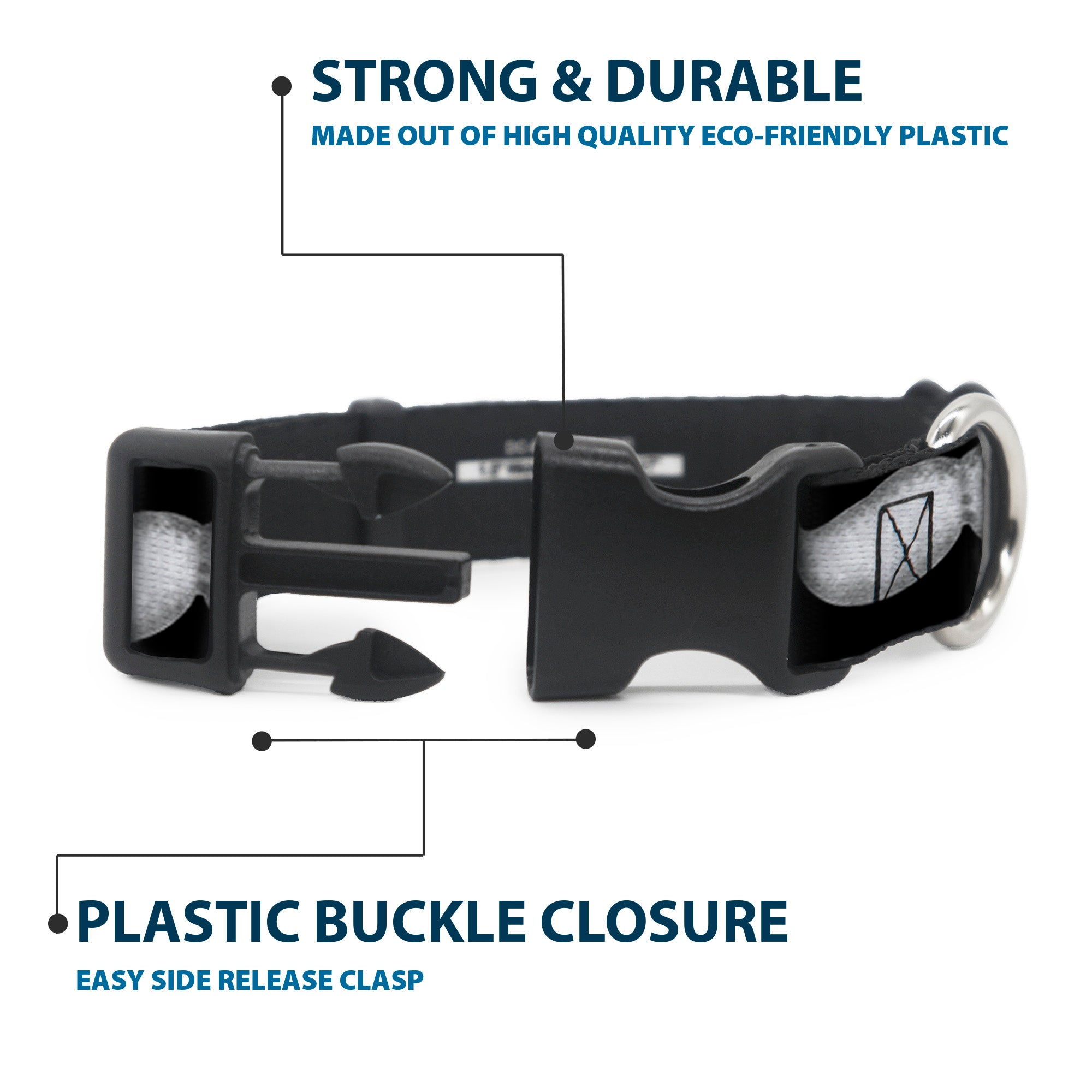 Plastic Clip Collar - Mustaches Black/Sketch Plastic Clip Collars Buckle-Down