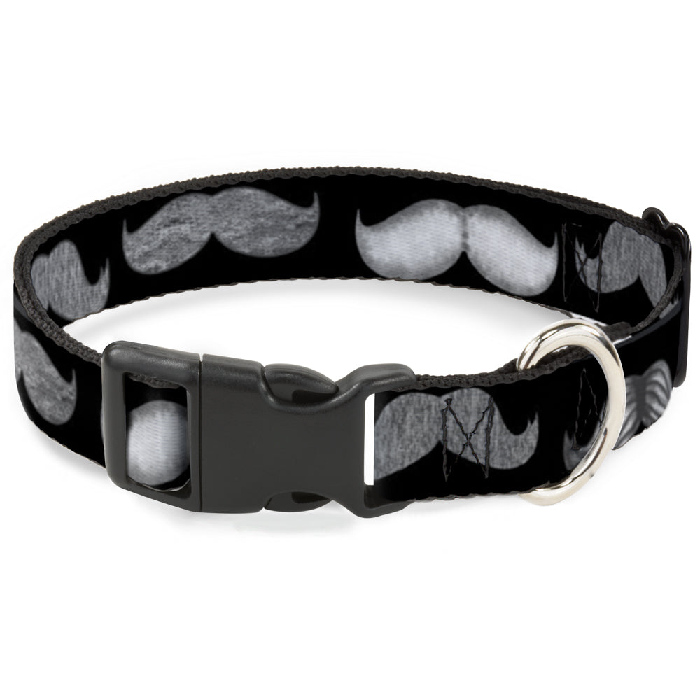Plastic Clip Collar - Mustaches Black/Sketch Plastic Clip Collars Buckle-Down