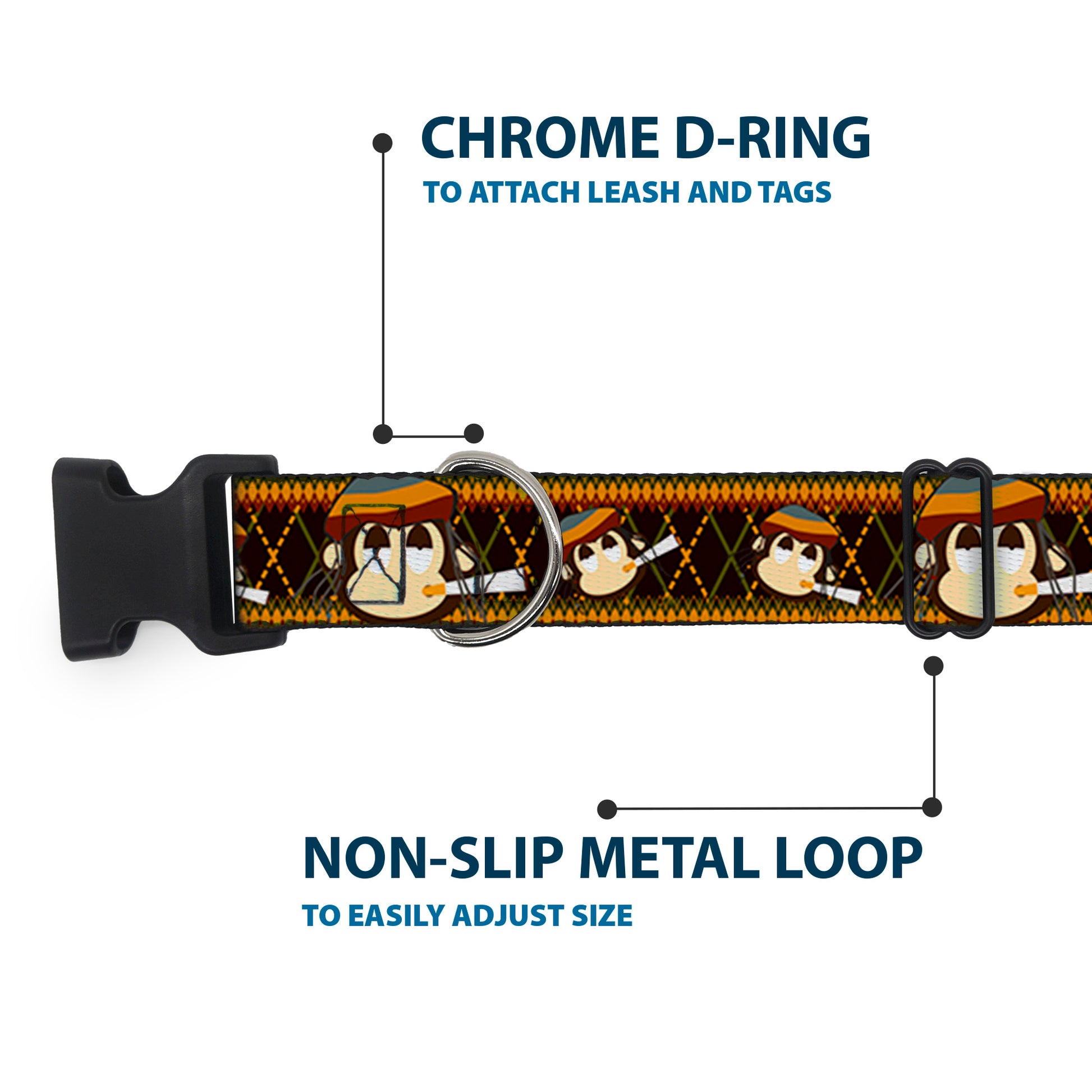 Plastic Clip Collar - Multi Smoking Monkey Argyle Brown Plastic Clip Collars Buckle-Down
