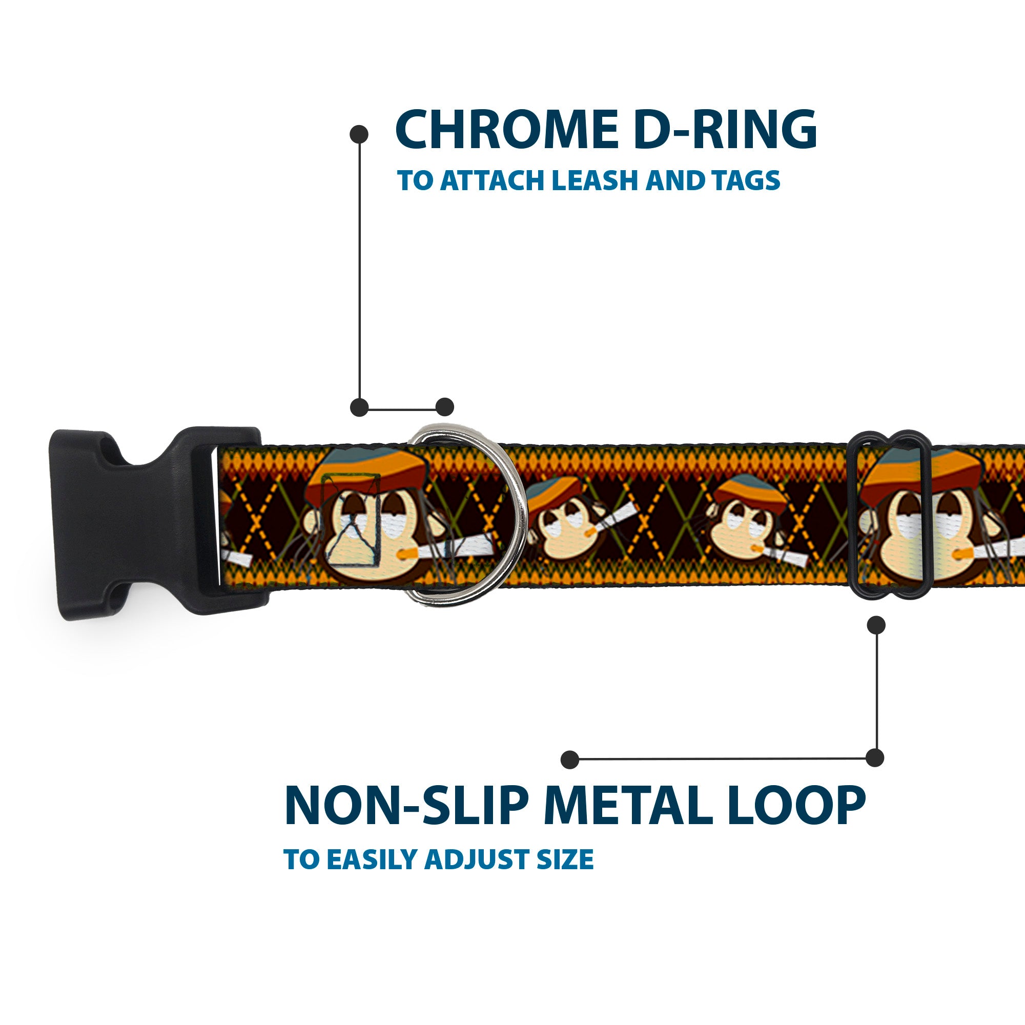 Plastic Clip Collar - Multi Smoking Monkey Argyle Brown Plastic Clip Collars Buckle-Down