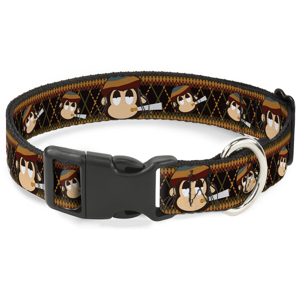 Plastic Clip Collar - Multi Smoking Monkey Argyle Brown Plastic Clip Collars Buckle-Down