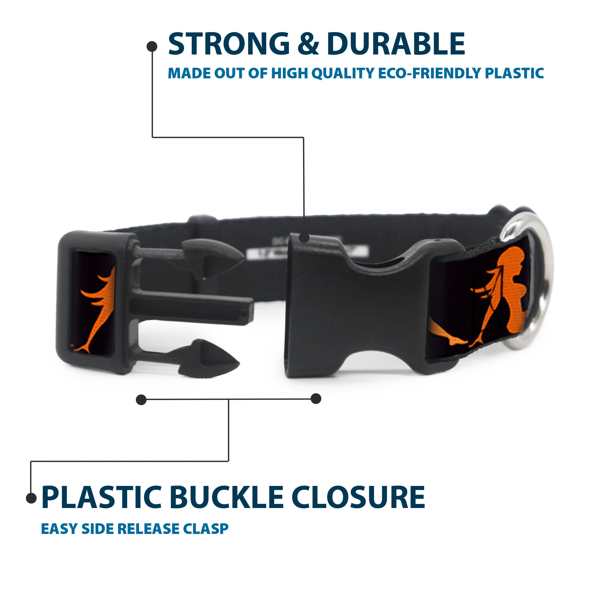 Plastic Clip Collar - Mud Flap Girl Repeat Black/Orange Fade Plastic Clip Collars Buckle-Down
