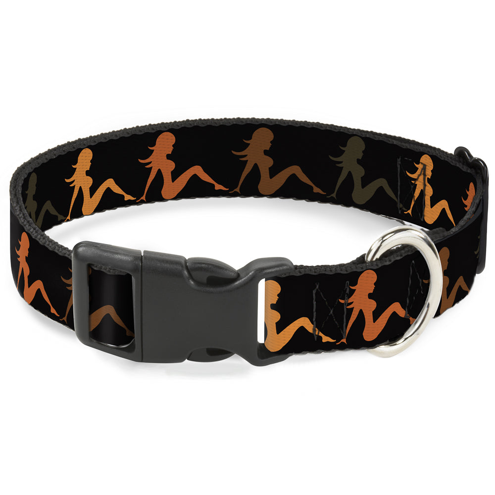 Plastic Clip Collar - Mud Flap Girl Repeat Black/Orange Fade Plastic Clip Collars Buckle-Down